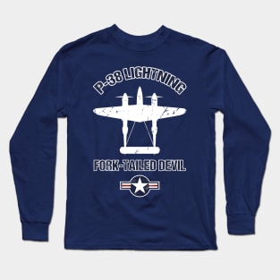 P38 Lightning Warbird Patriotic Design Airforce Military WW2 Long Sleeve T-Shirt